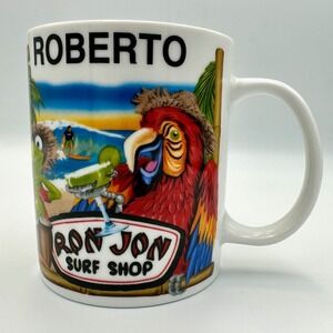 Ron Jon Surf Shop Roberto Mug Cocoa Beach Florida Tropical Parrot Tiki Woodie